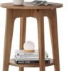 Side Table, Small Round End Table with Lower Shelf, Nightstand for Small Spaces, Living Room, Bedroom, Rustic Walnut ULET283T41